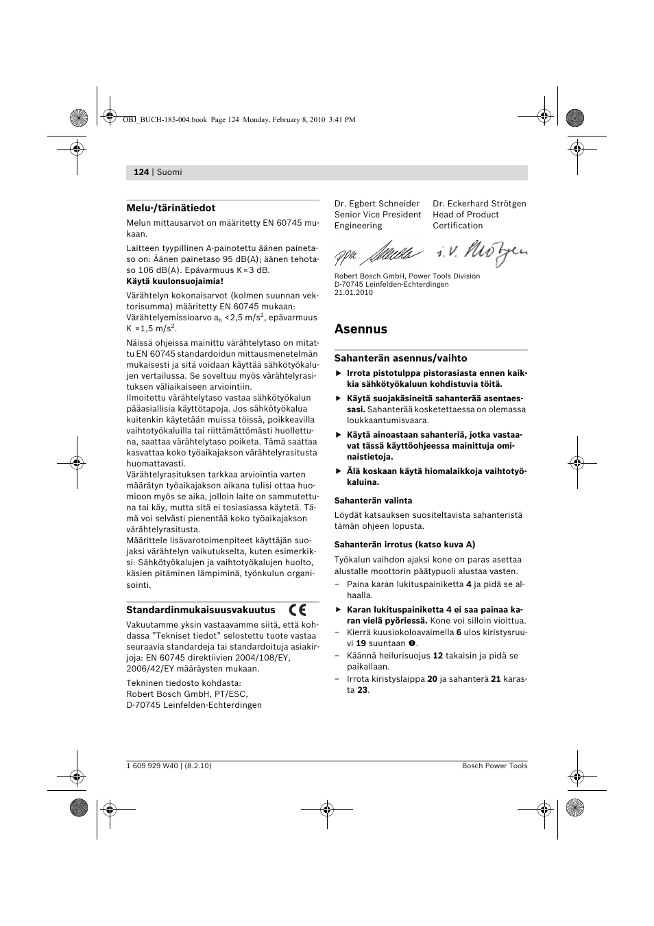 Asennus | Bosch GKS 160 Professional User Manual | Page 124 / 333