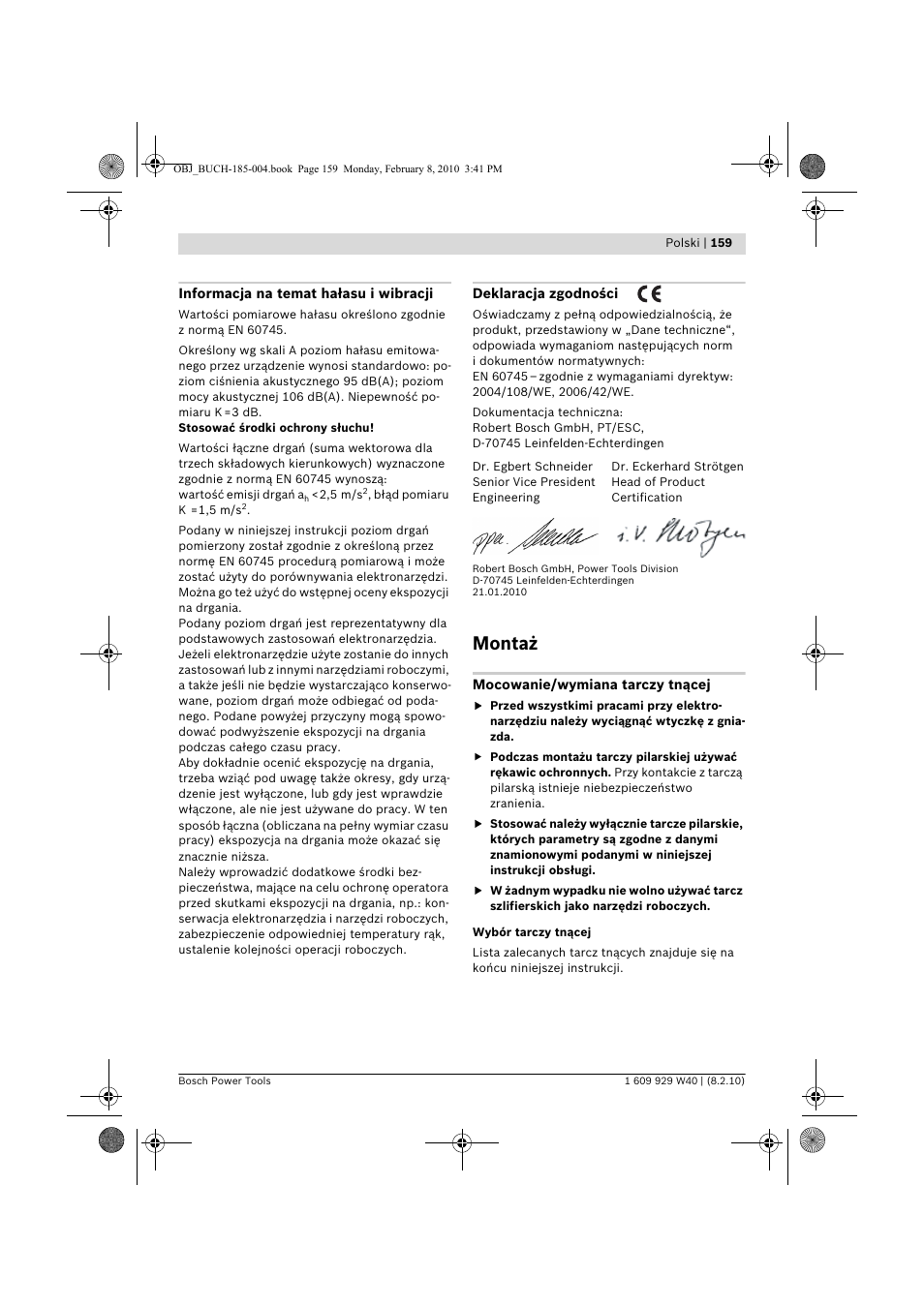 Montaż | Bosch GKS 160 Professional User Manual | Page 159 / 333