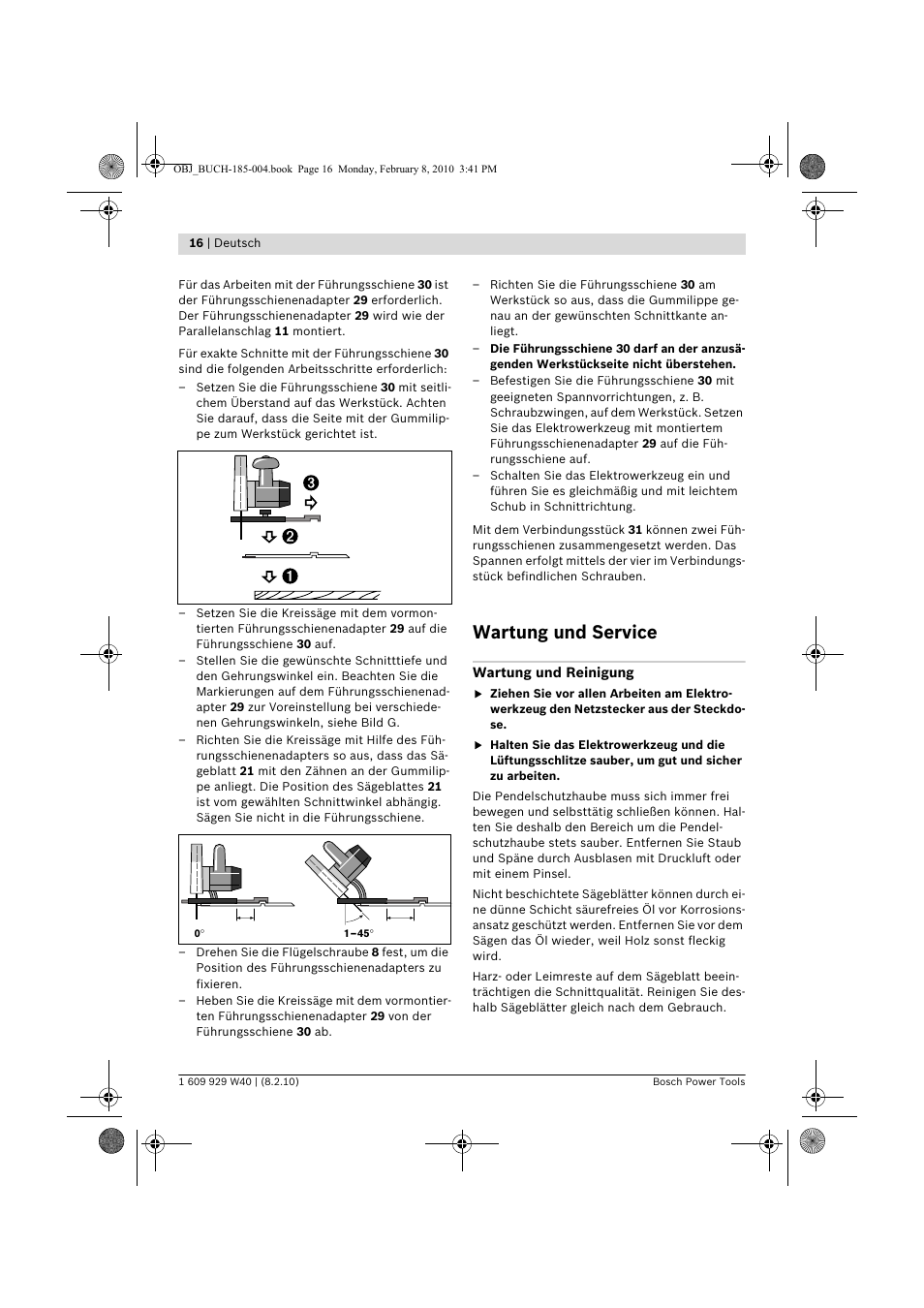 Wartung und service | Bosch GKS 160 Professional User Manual | Page 16 / 333