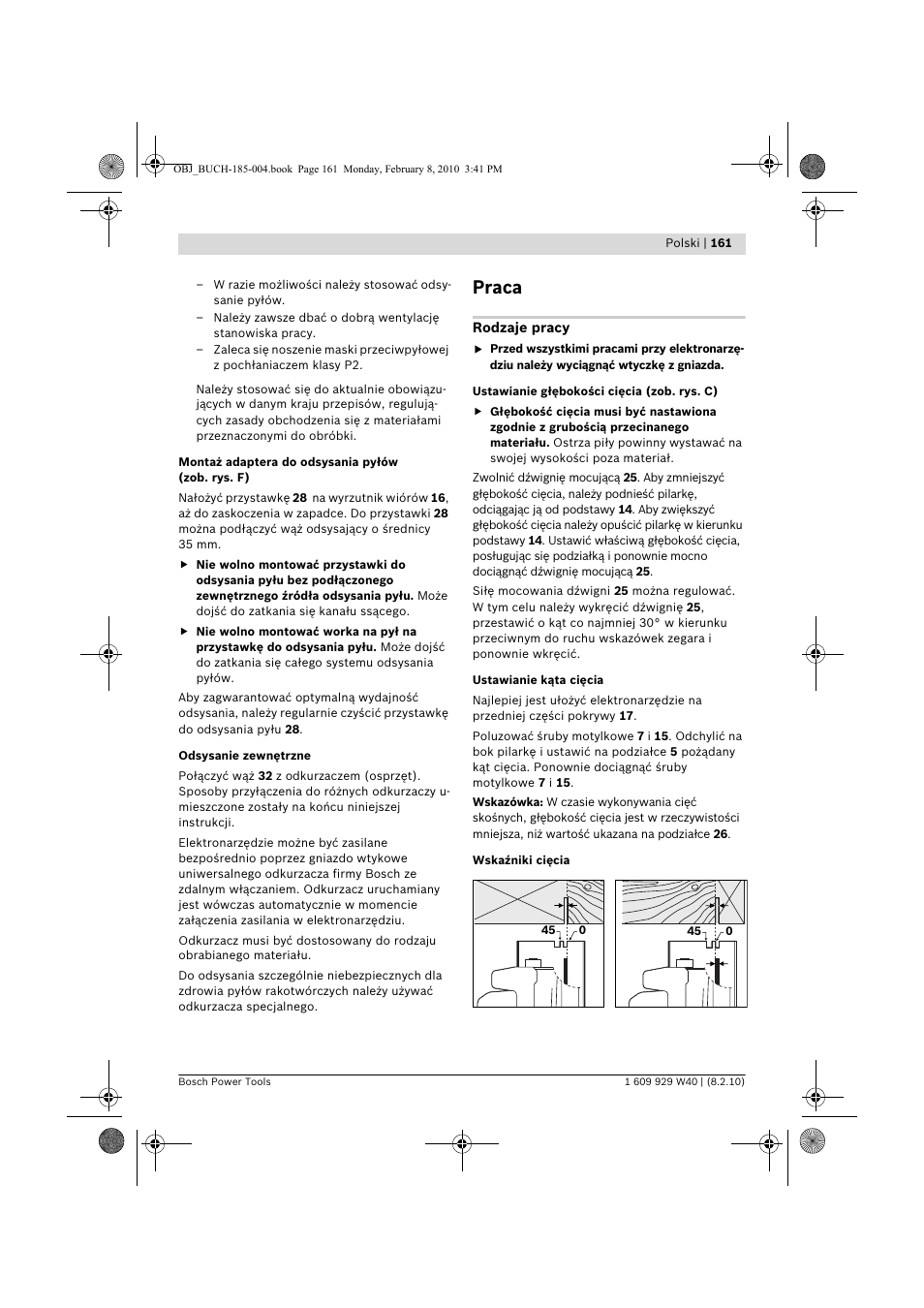 Praca | Bosch GKS 160 Professional User Manual | Page 161 / 333