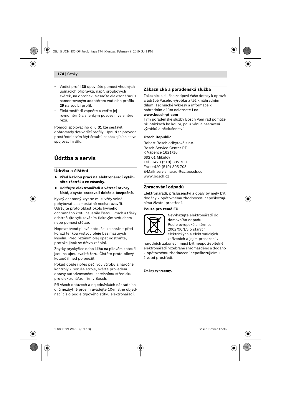 Údržba a servis | Bosch GKS 160 Professional User Manual | Page 174 / 333