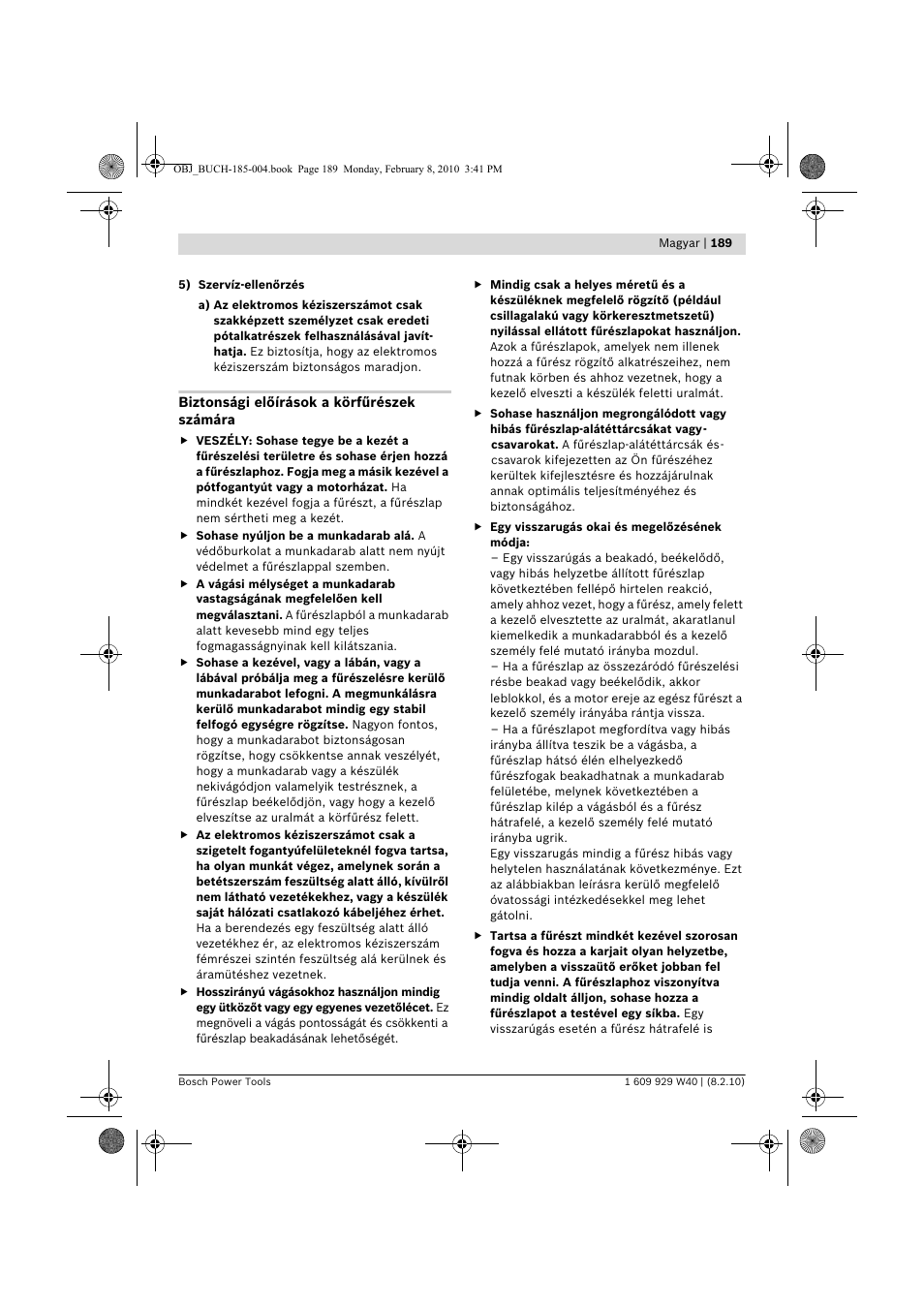 Bosch GKS 160 Professional User Manual | Page 189 / 333