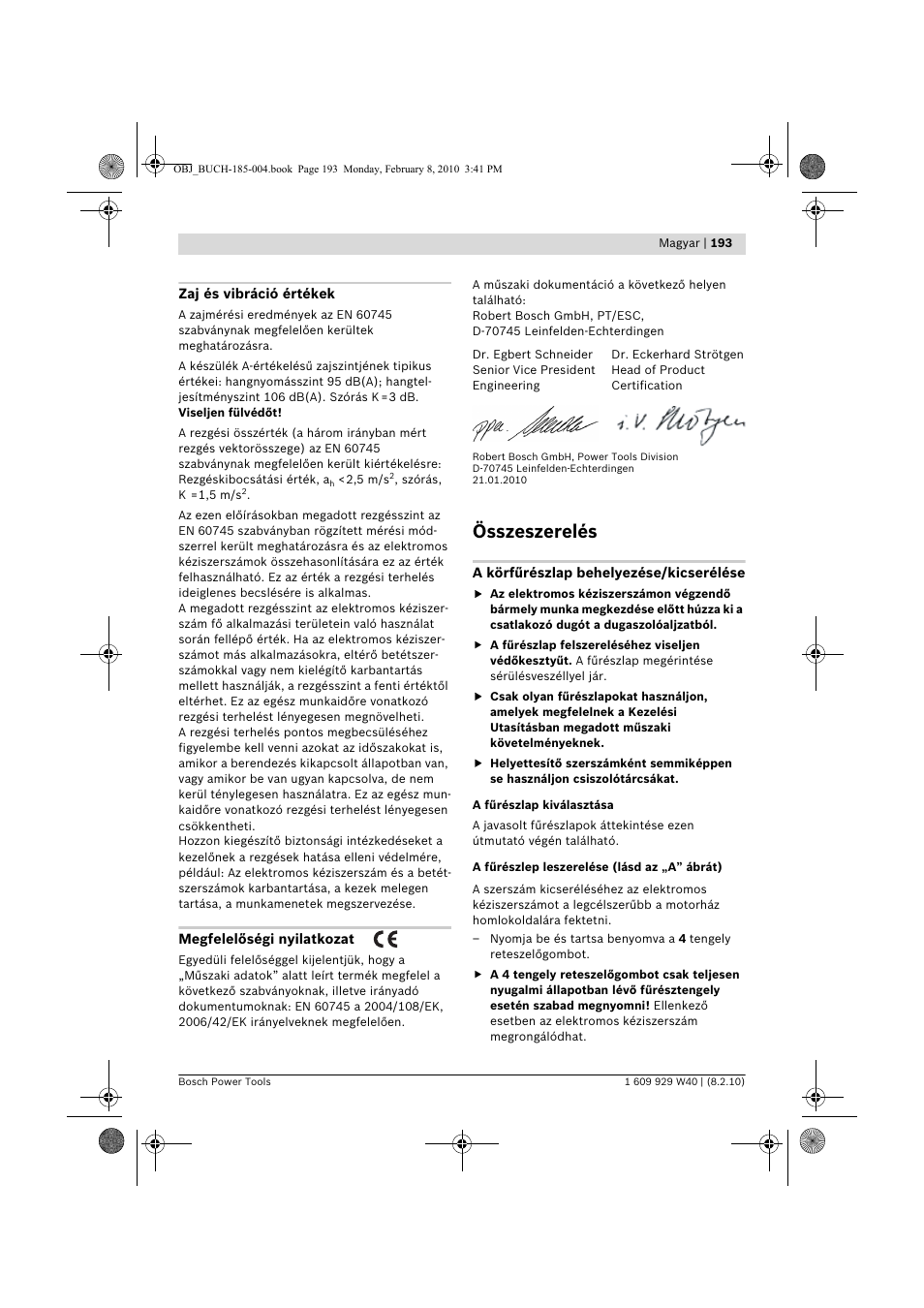 Összeszerelés | Bosch GKS 160 Professional User Manual | Page 193 / 333