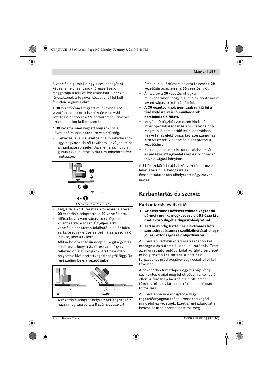 Karbantartás és szerviz | Bosch GKS 160 Professional User Manual | Page 197 / 333