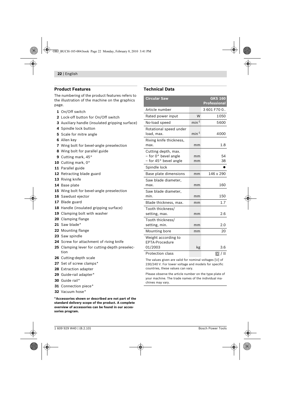 Bosch GKS 160 Professional User Manual | Page 22 / 333