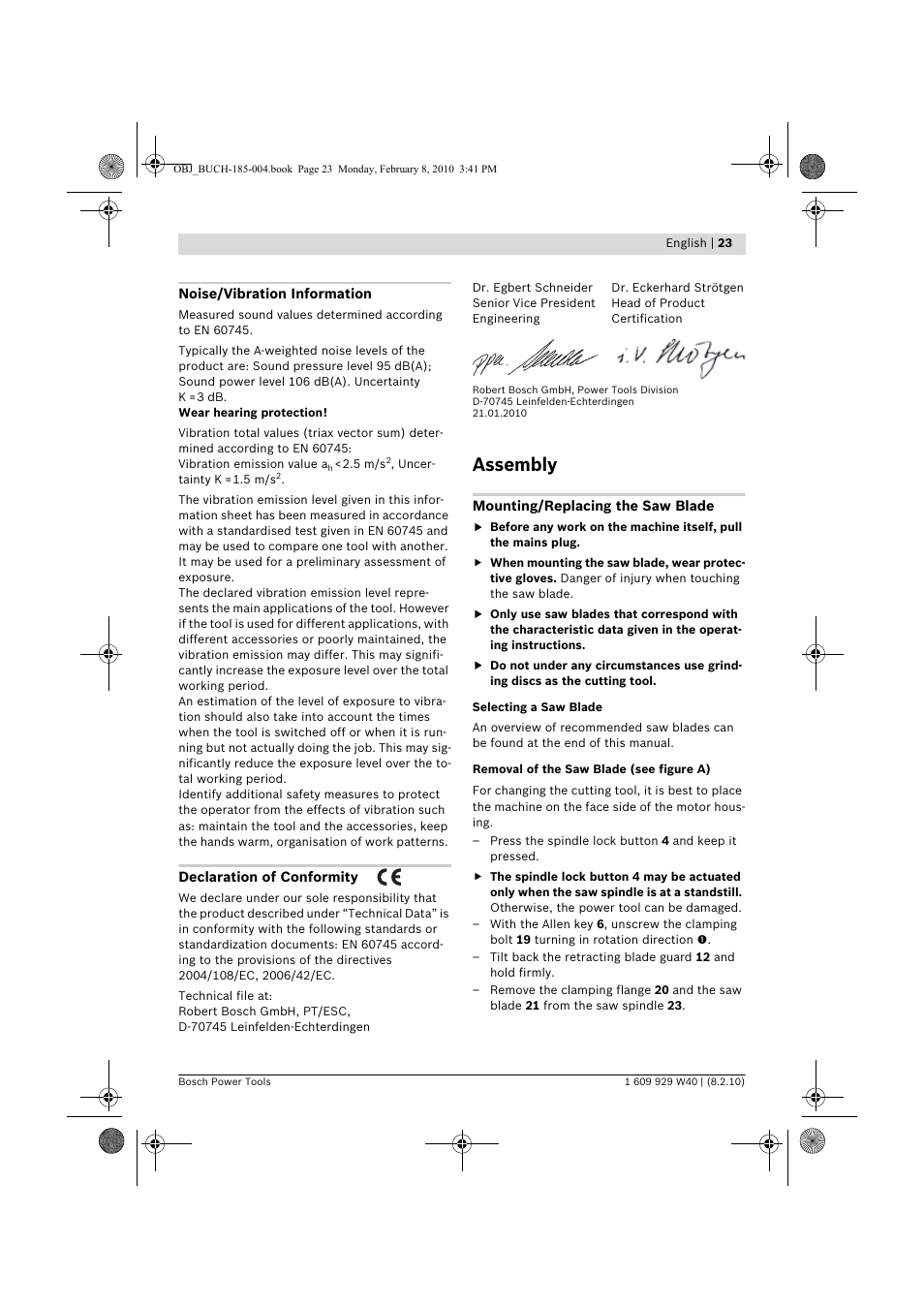 Assembly | Bosch GKS 160 Professional User Manual | Page 23 / 333