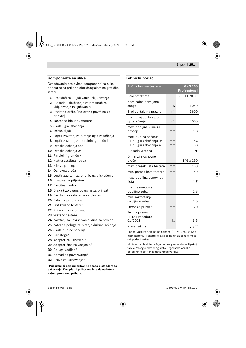 Bosch GKS 160 Professional User Manual | Page 251 / 333