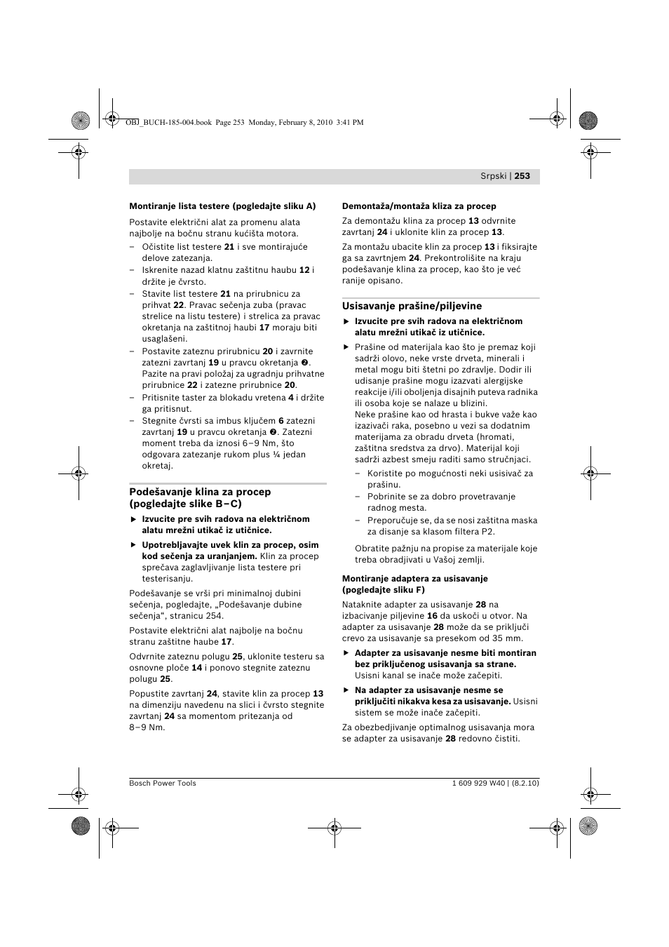 Bosch GKS 160 Professional User Manual | Page 253 / 333