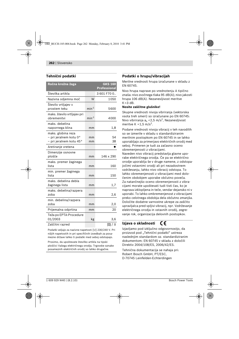 Bosch GKS 160 Professional User Manual | Page 262 / 333