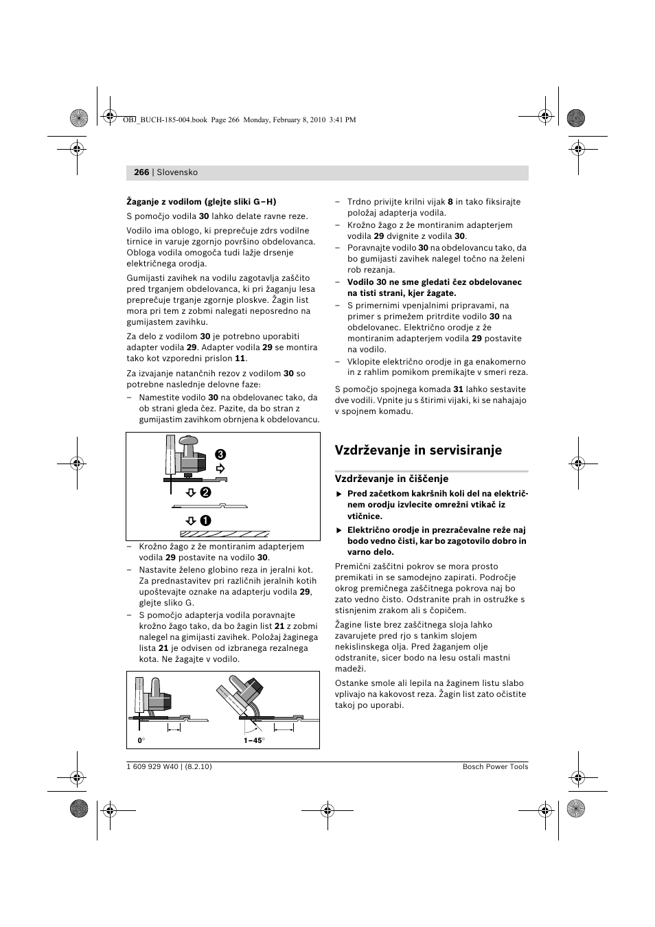 Vzdrževanje in servisiranje | Bosch GKS 160 Professional User Manual | Page 266 / 333