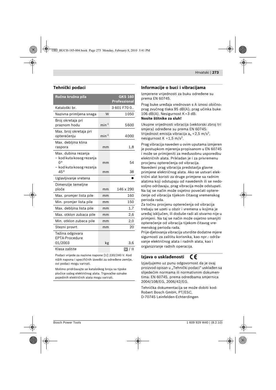 Bosch GKS 160 Professional User Manual | Page 273 / 333