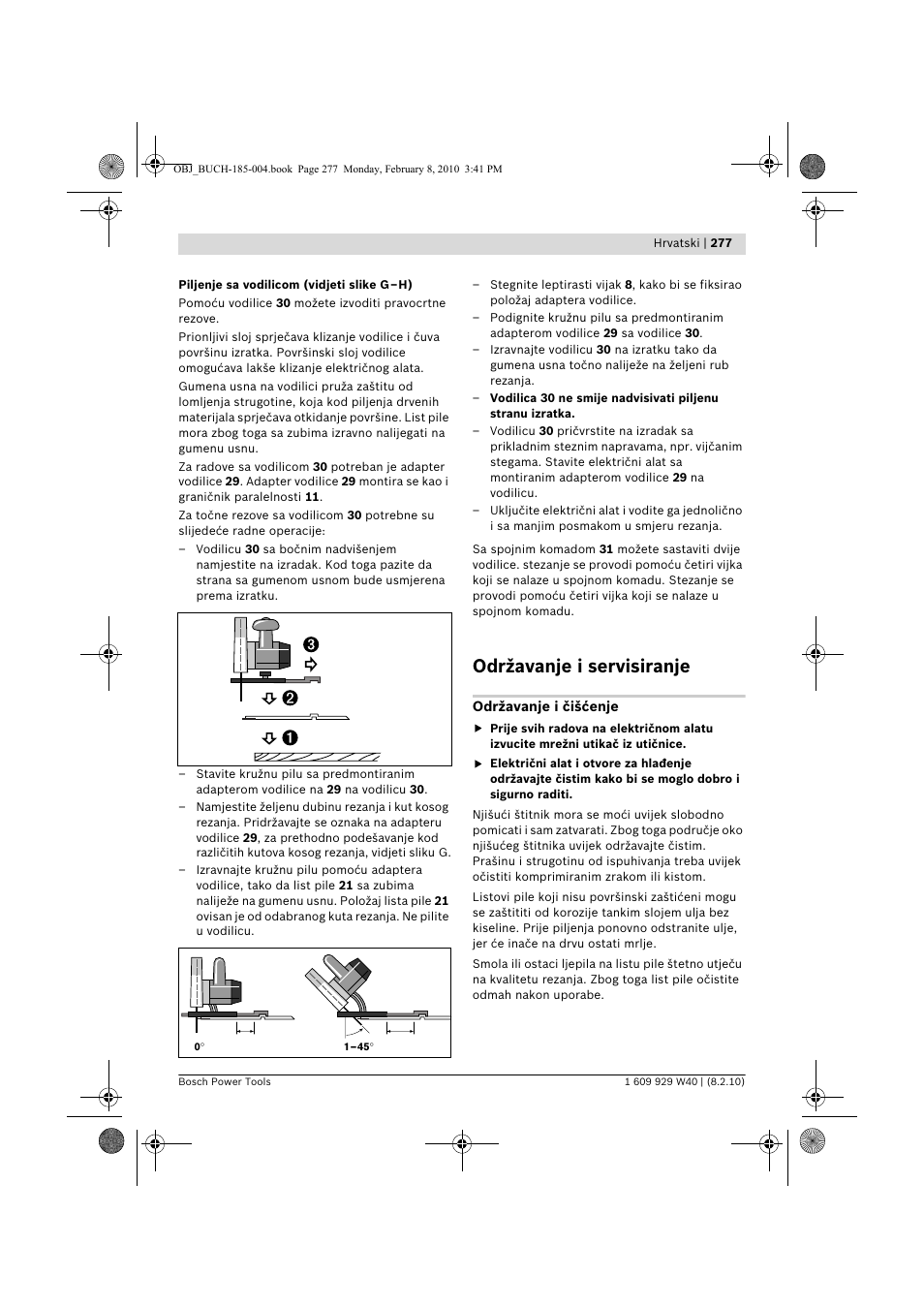 Održavanje i servisiranje | Bosch GKS 160 Professional User Manual | Page 277 / 333