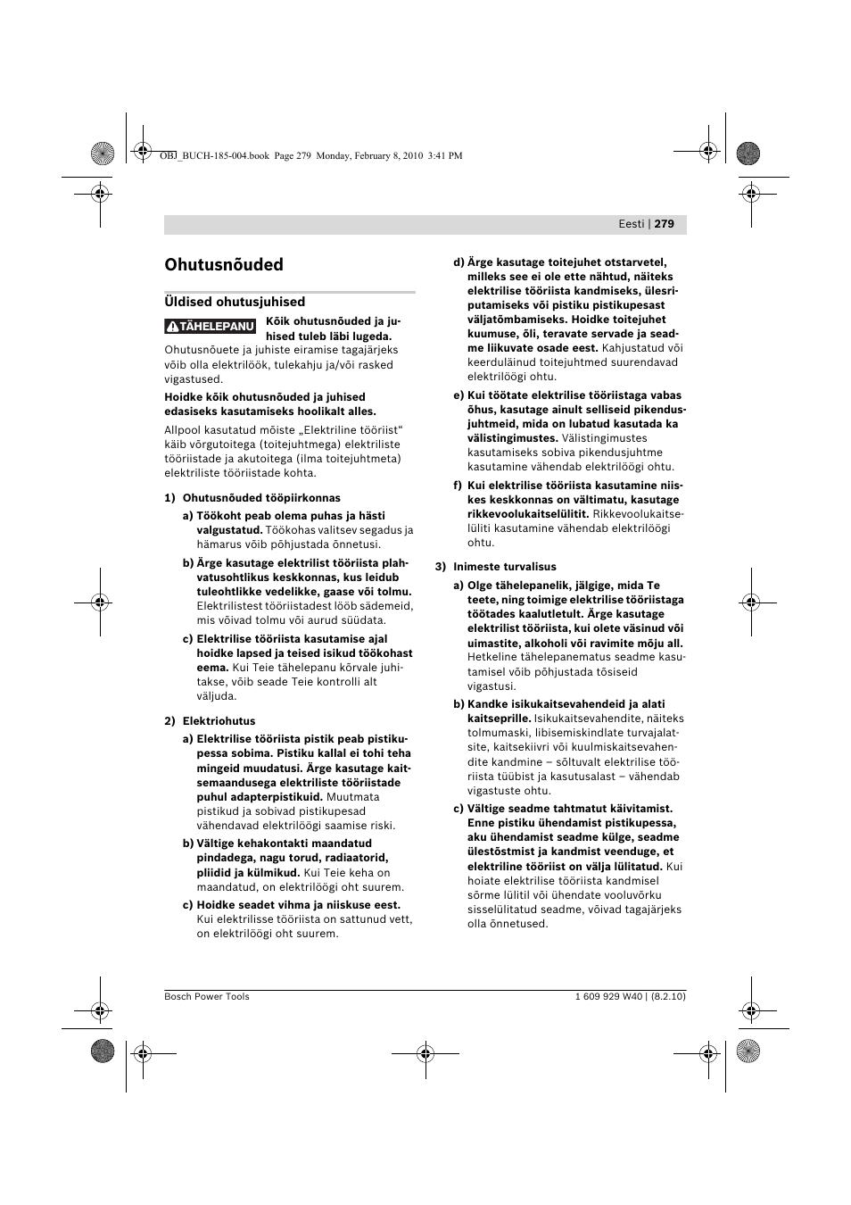 Ohutusnõuded | Bosch GKS 160 Professional User Manual | Page 279 / 333