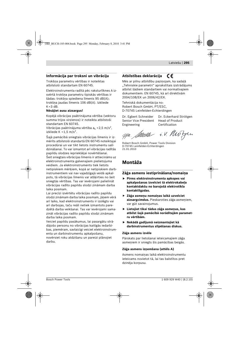 Montāža | Bosch GKS 160 Professional User Manual | Page 295 / 333