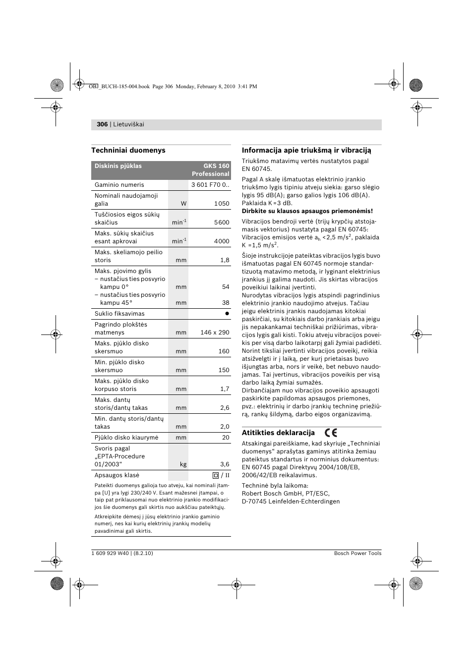 Bosch GKS 160 Professional User Manual | Page 306 / 333