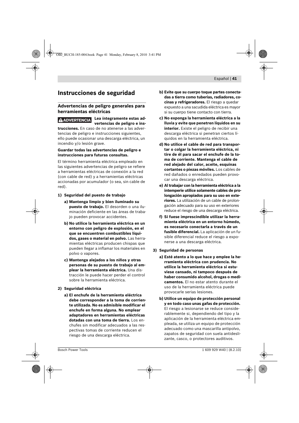 Instrucciones de seguridad | Bosch GKS 160 Professional User Manual | Page 41 / 333