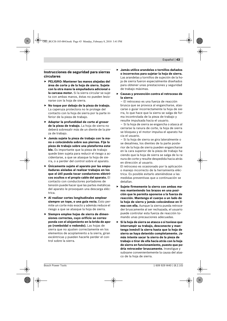 Bosch GKS 160 Professional User Manual | Page 43 / 333