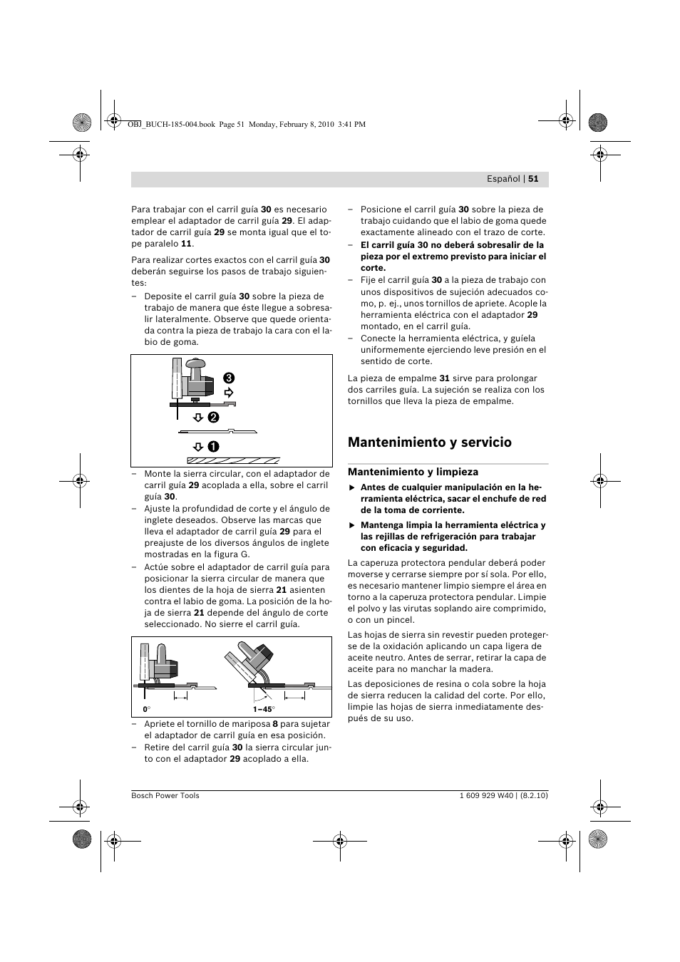 Mantenimiento y servicio | Bosch GKS 160 Professional User Manual | Page 51 / 333