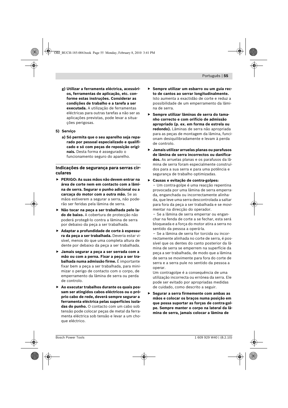 Bosch GKS 160 Professional User Manual | Page 55 / 333