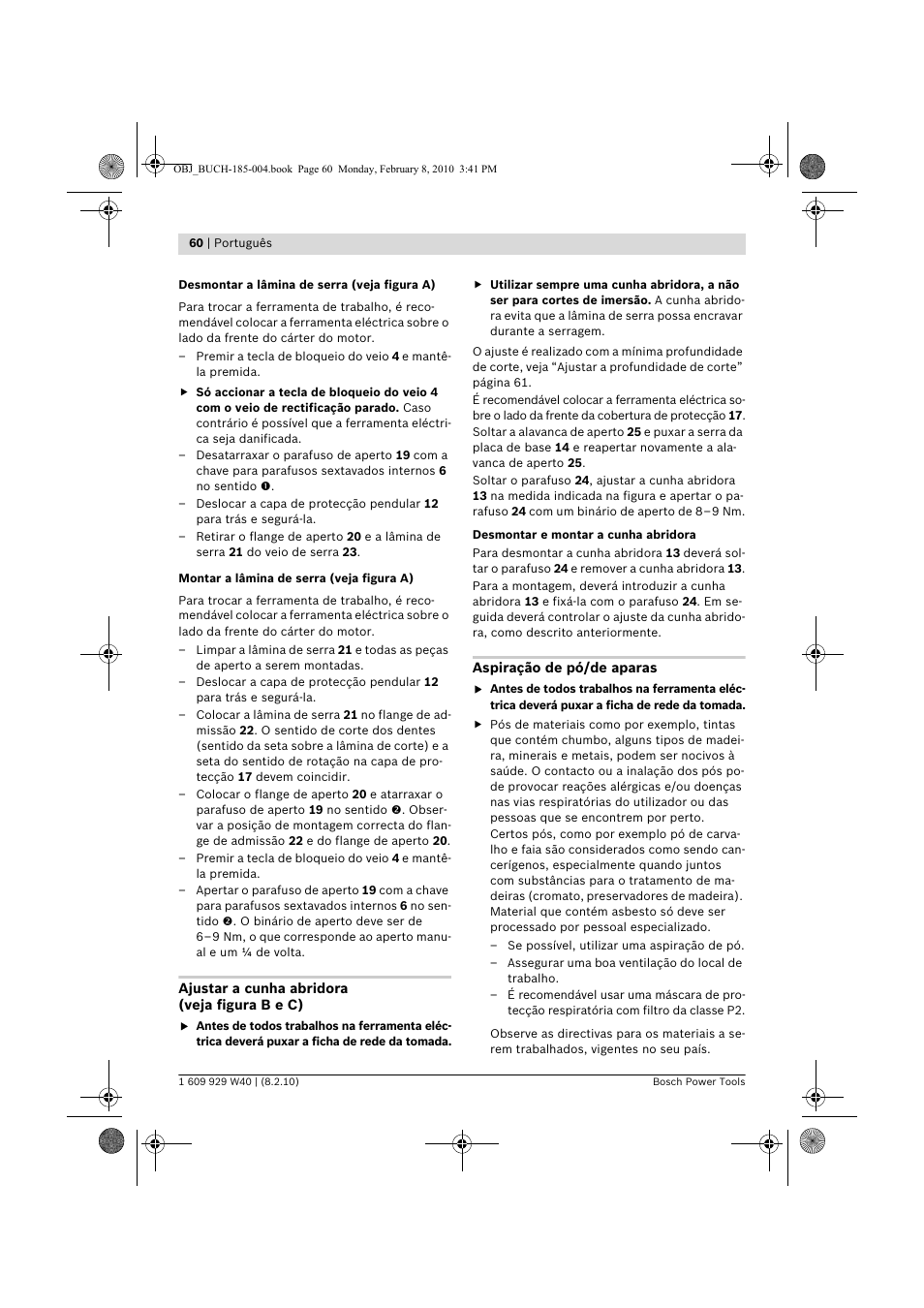 Bosch GKS 160 Professional User Manual | Page 60 / 333