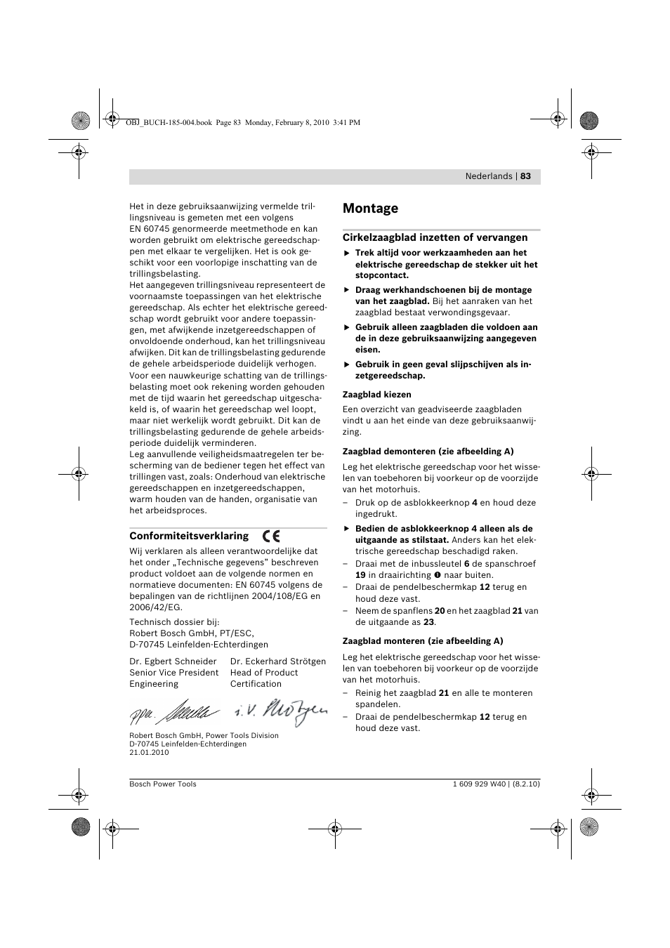 Montage | Bosch GKS 160 Professional User Manual | Page 83 / 333