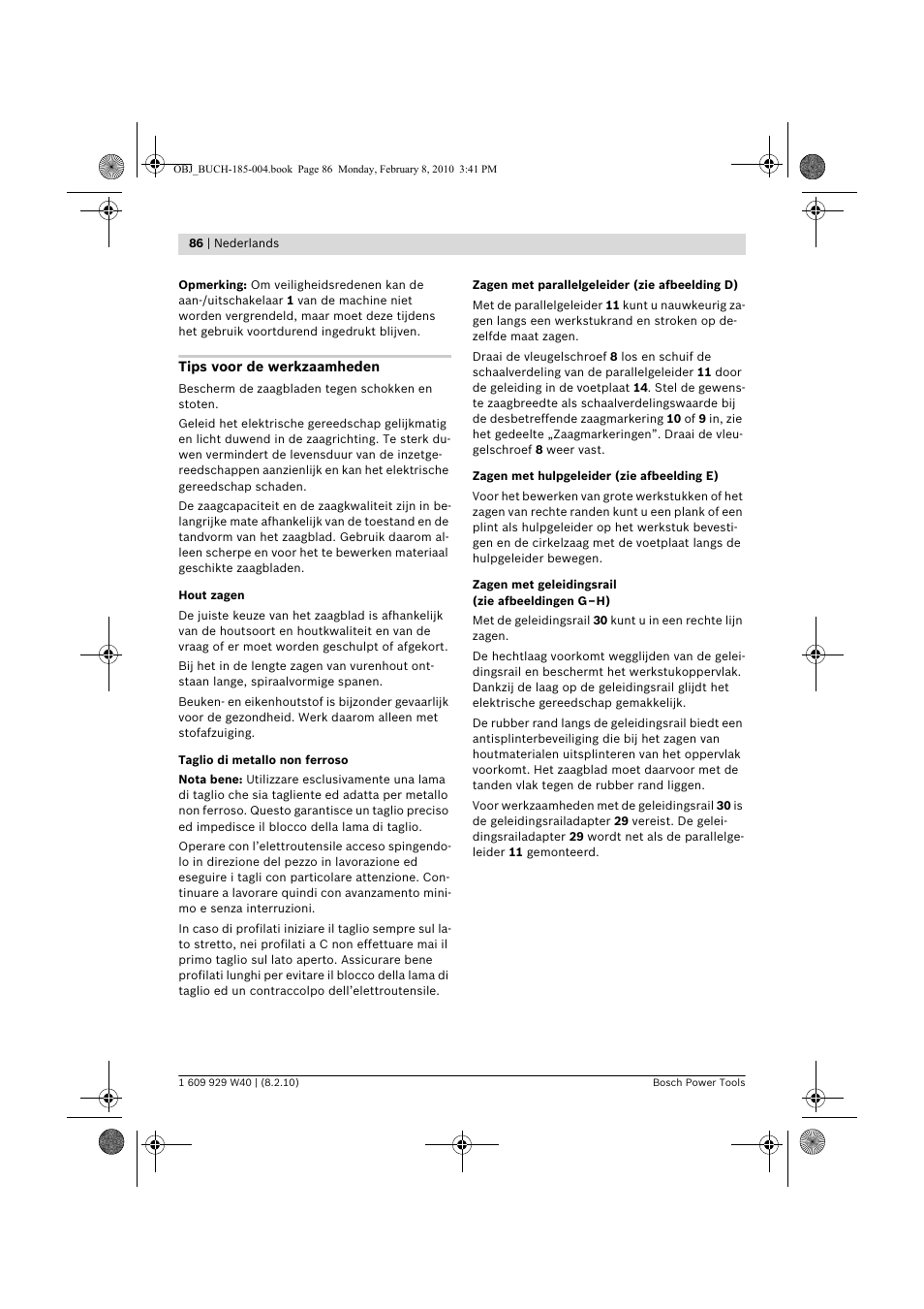 Bosch GKS 160 Professional User Manual | Page 86 / 333