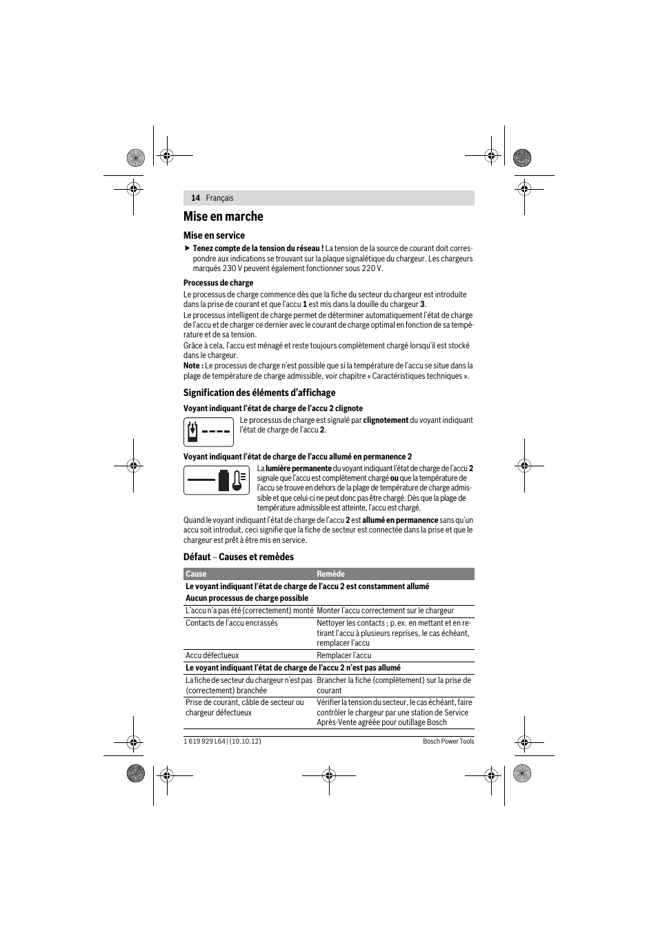 Mise en marche | Bosch AL 1115 CV User Manual | Page 14 / 108