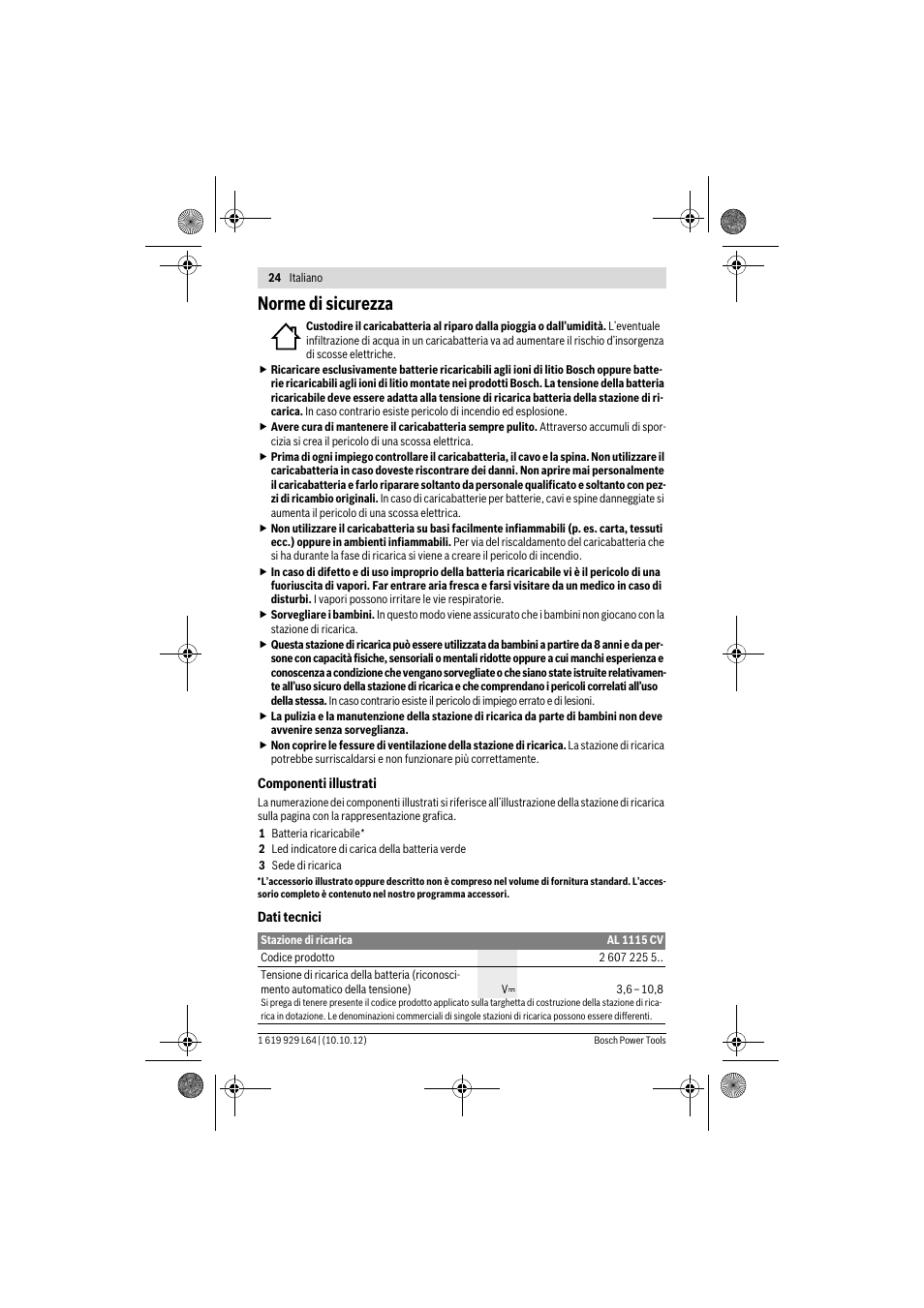Norme di sicurezza | Bosch AL 1115 CV User Manual | Page 24 / 108