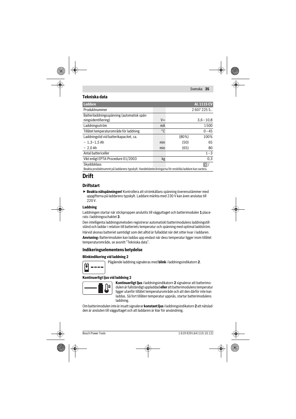 Drift | Bosch AL 1115 CV User Manual | Page 35 / 108