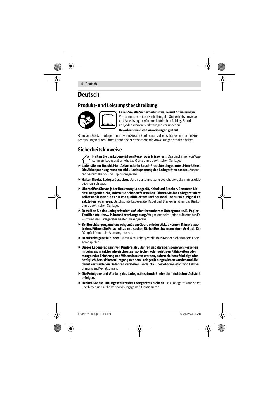 Deutsch, Produkt- und leistungsbeschreibung, Sicherheitshinweise | Bosch AL 1115 CV User Manual | Page 4 / 108