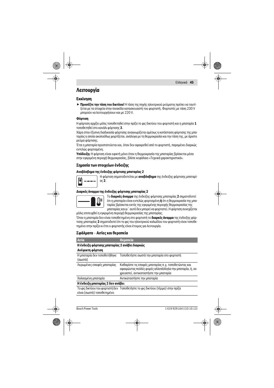 Λειτουργία | Bosch AL 1115 CV User Manual | Page 45 / 108