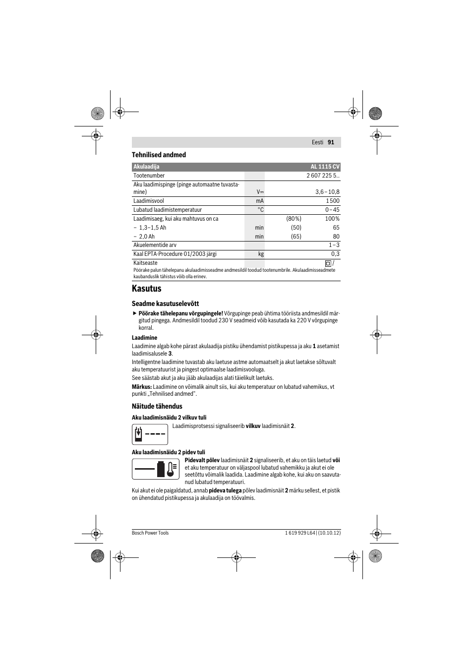 Kasutus | Bosch AL 1115 CV User Manual | Page 91 / 108