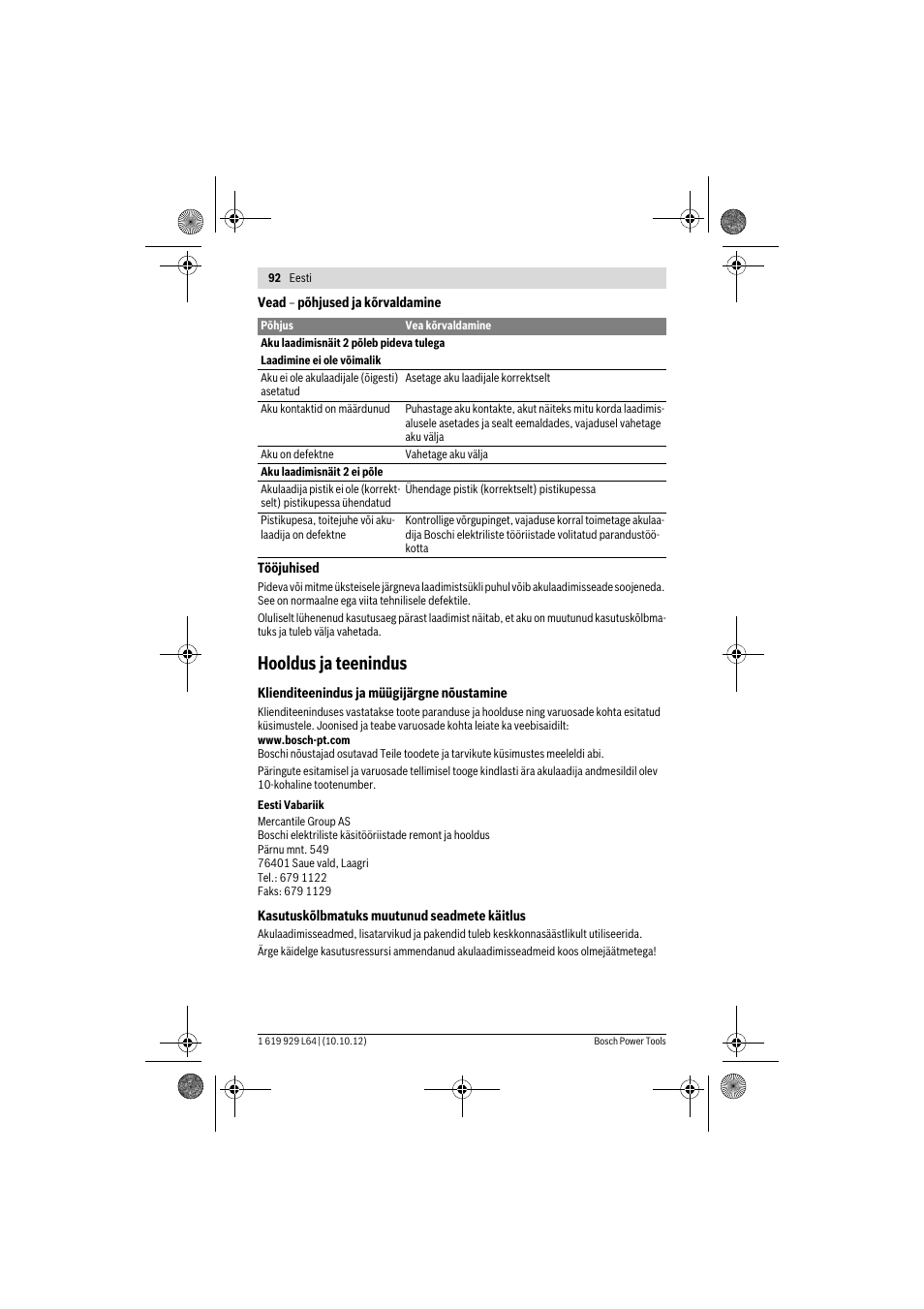 Hooldus ja teenindus | Bosch AL 1115 CV User Manual | Page 92 / 108