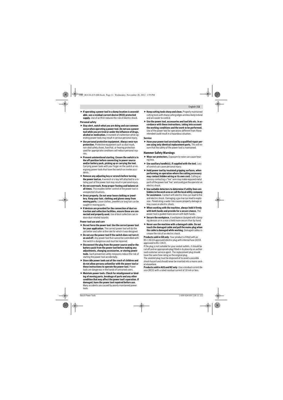Bosch GSH 5 CE Professional User Manual | Page 11 / 136
