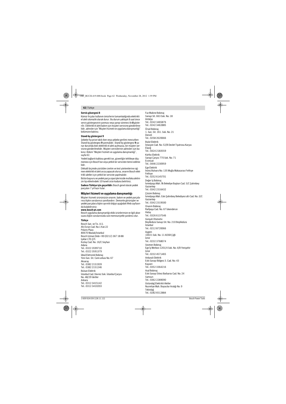 Bosch GSH 5 CE Professional User Manual | Page 62 / 136