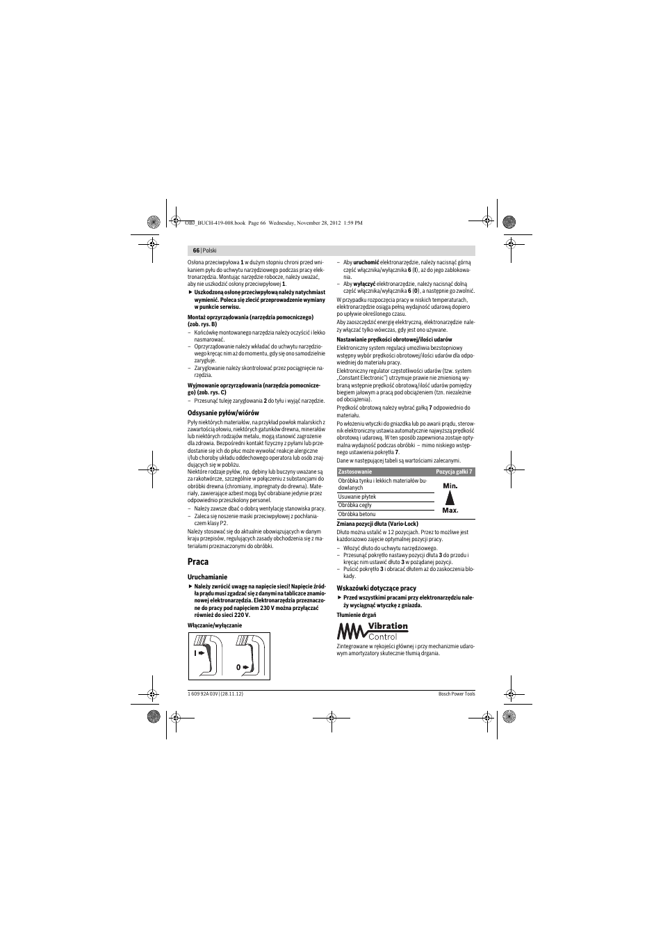 Praca | Bosch GSH 5 CE Professional User Manual | Page 66 / 136