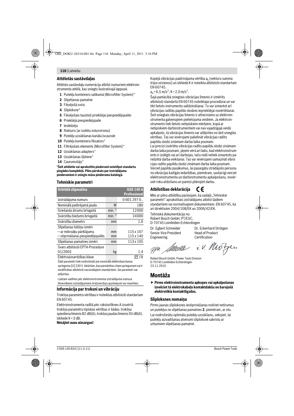 Montāža | Bosch GSS 140 A Professional User Manual | Page 116 / 132
