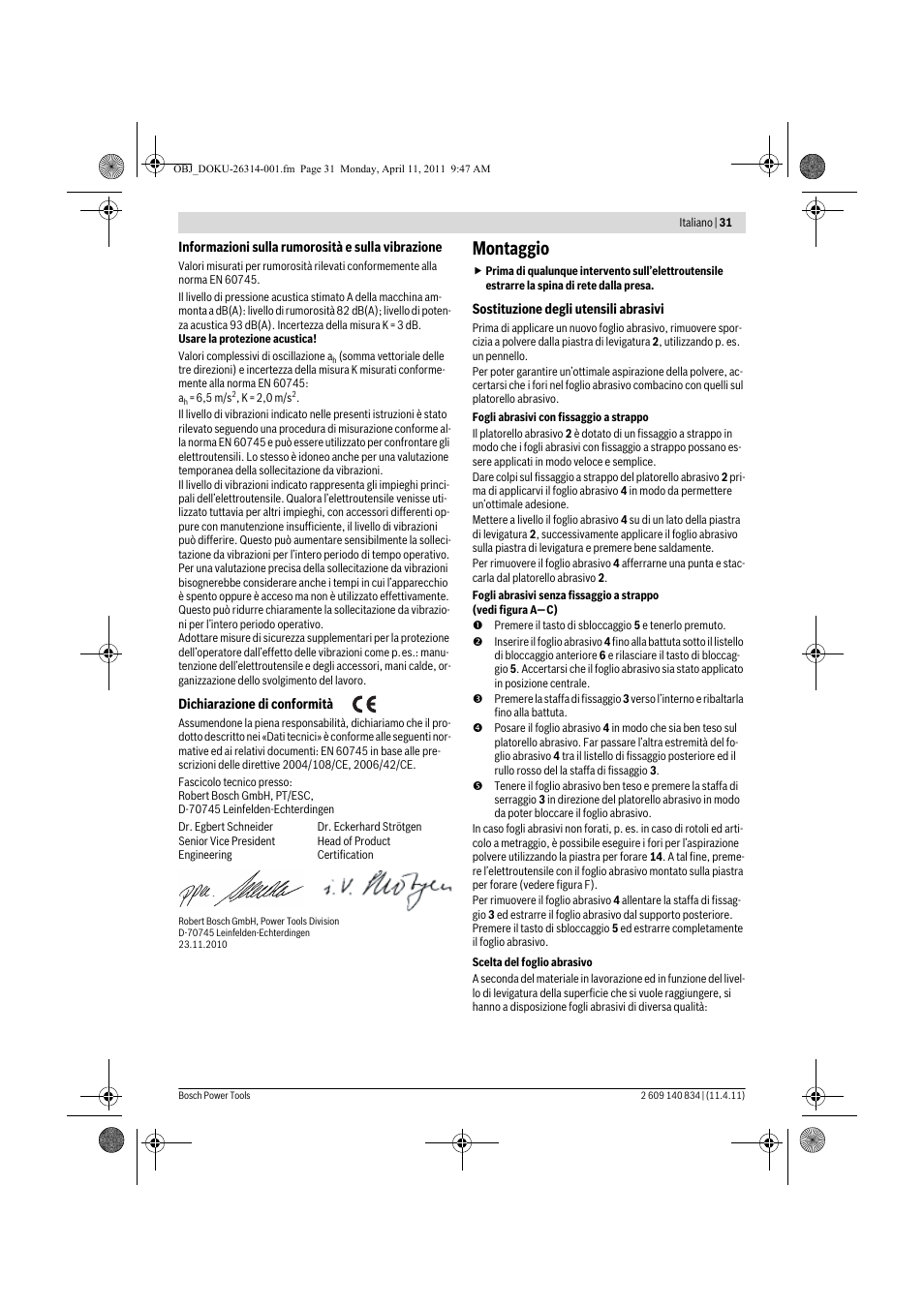 Montaggio | Bosch GSS 140 A Professional User Manual | Page 31 / 132