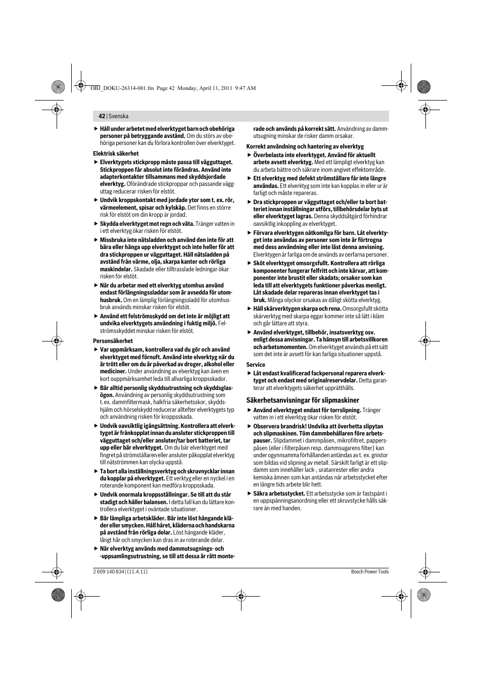 Bosch GSS 140 A Professional User Manual | Page 42 / 132
