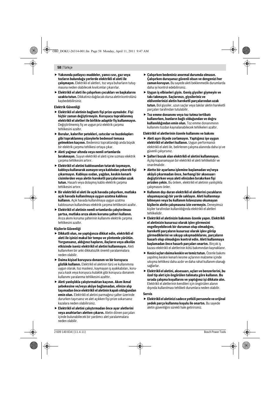 Bosch GSS 140 A Professional User Manual | Page 58 / 132