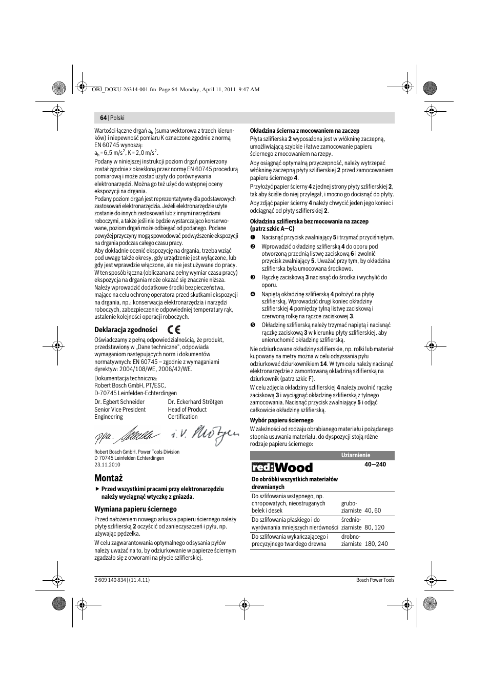 Montaż | Bosch GSS 140 A Professional User Manual | Page 64 / 132