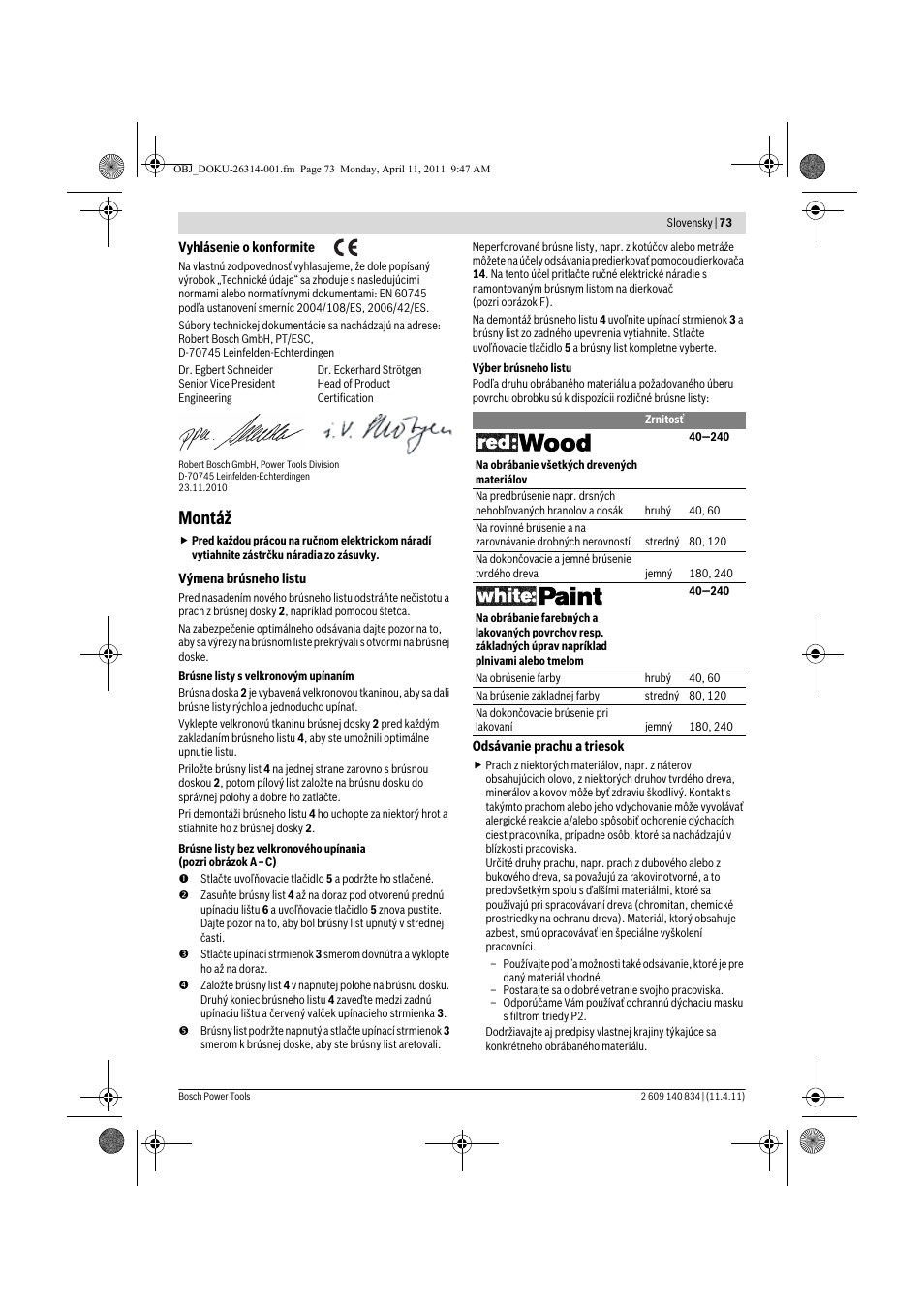 Montáž | Bosch GSS 140 A Professional User Manual | Page 73 / 132