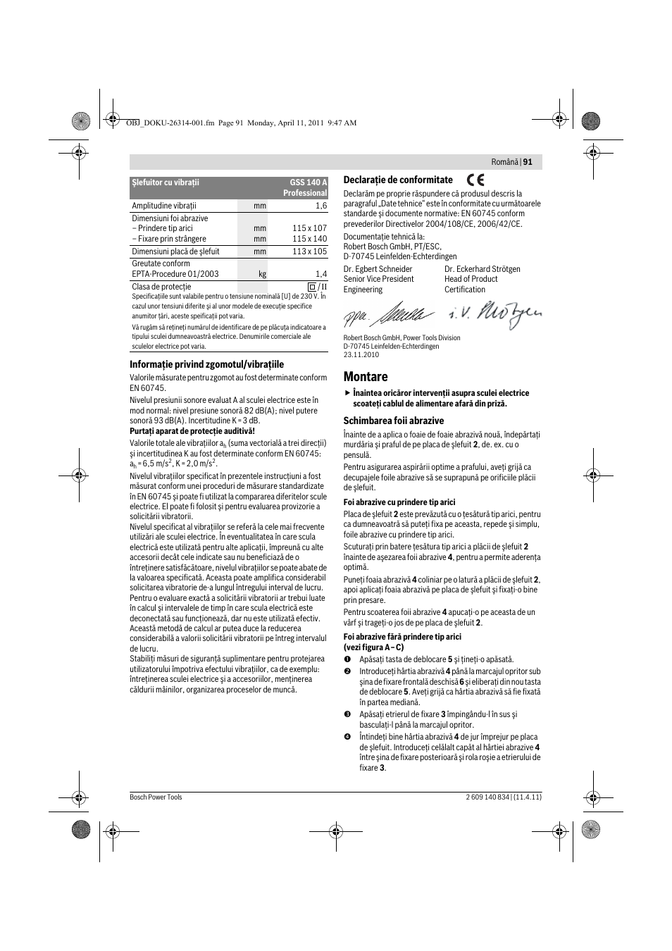 Montare | Bosch GSS 140 A Professional User Manual | Page 91 / 132