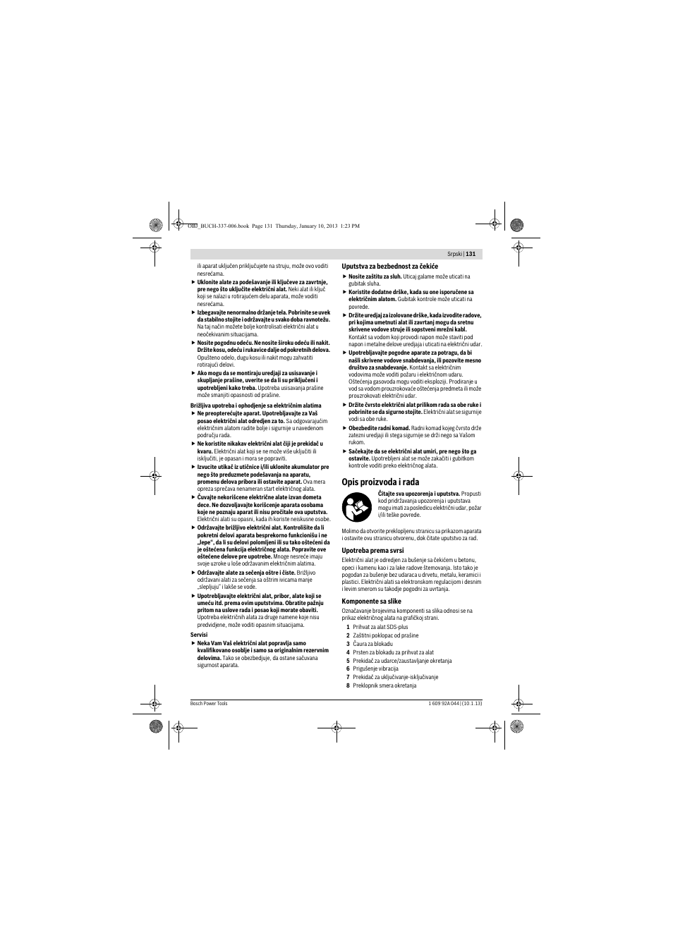 Opis proizvoda i rada | Bosch GBH 4-32 DFR Professional User Manual | Page 131 / 177