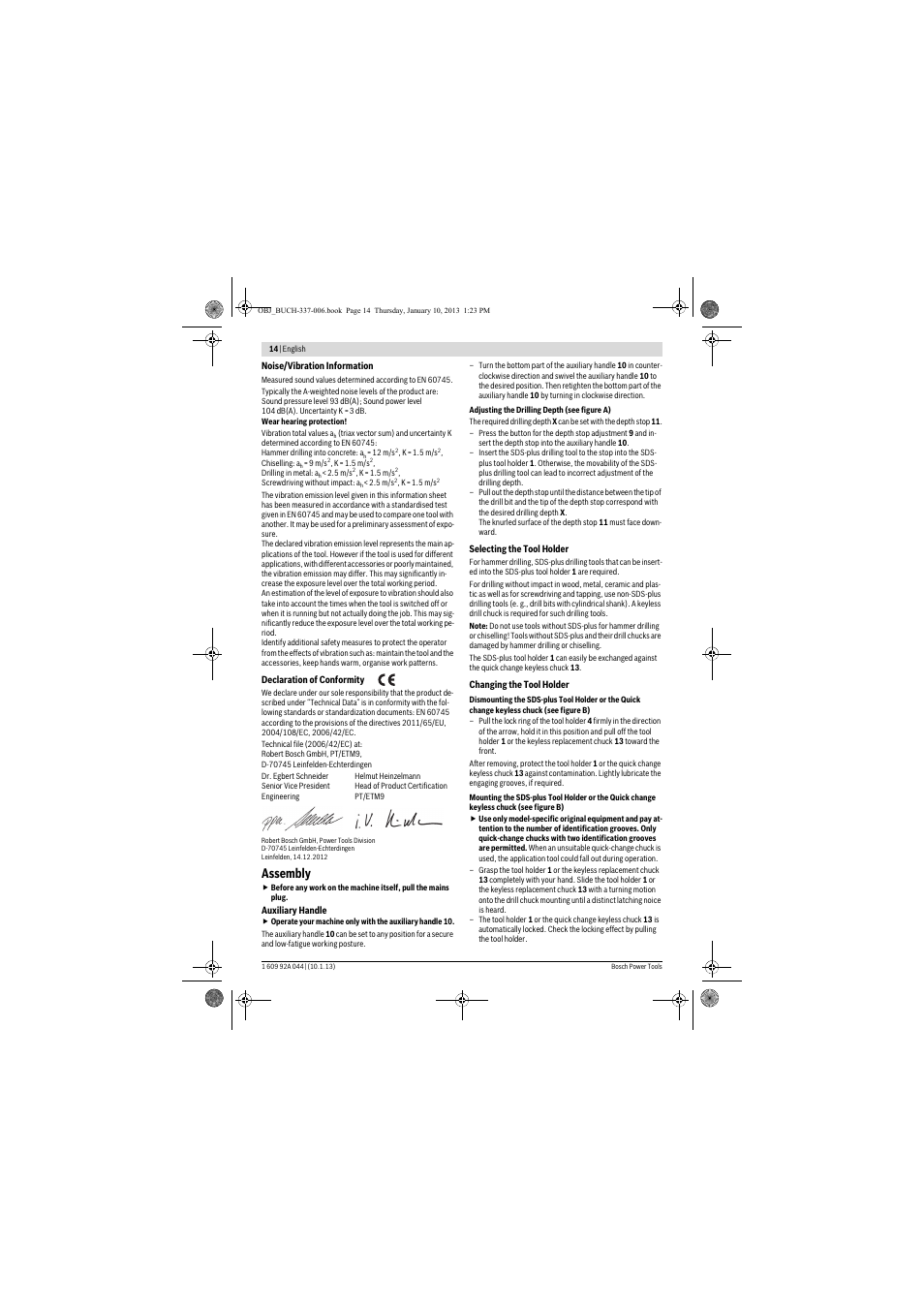 Assembly | Bosch GBH 4-32 DFR Professional User Manual | Page 14 / 177
