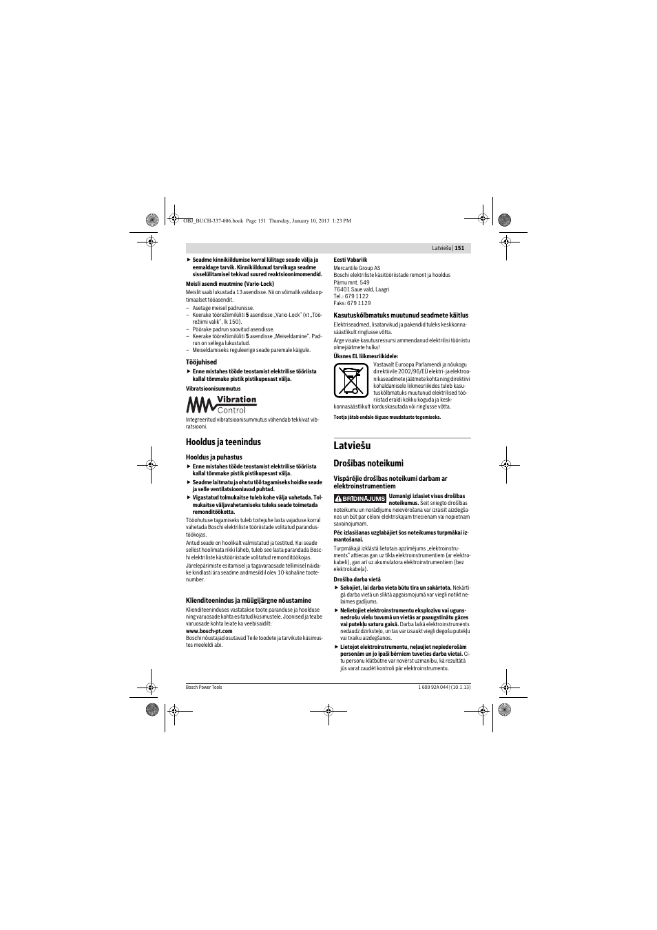 Latviešu, Hooldus ja teenindus | Bosch GBH 4-32 DFR Professional User Manual | Page 151 / 177