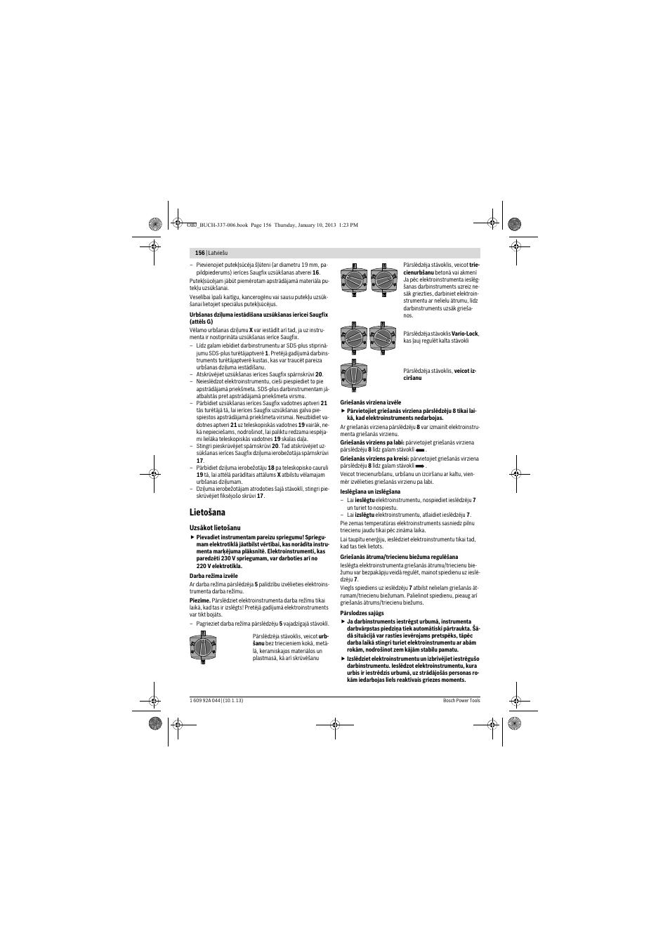 Lietošana | Bosch GBH 4-32 DFR Professional User Manual | Page 156 / 177