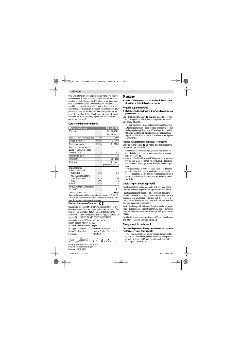 Montage | Bosch GBH 4-32 DFR Professional User Manual | Page 20 / 177