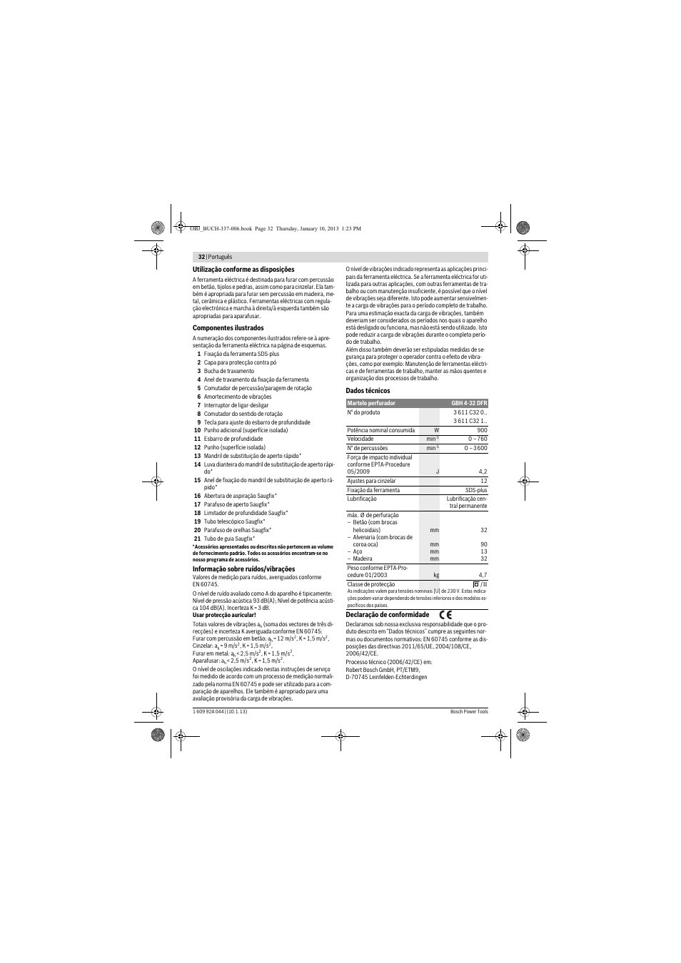 Bosch GBH 4-32 DFR Professional User Manual | Page 32 / 177