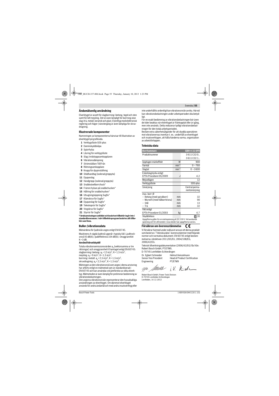 Bosch GBH 4-32 DFR Professional User Manual | Page 55 / 177